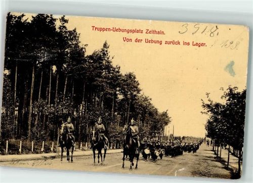 Zeithain 1918 Truppenübungsplatz Militärübung Pferde Soldaten Pickelhaube