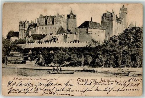 Bernburg 1902 Schloß Bernburg Saale Fischerboot