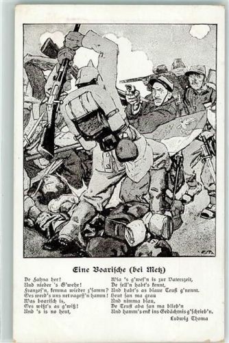 Gedicht Eine Boarische Kampf Soldaten Gewehr Wohlfahrtskarte Ludwig Thoma