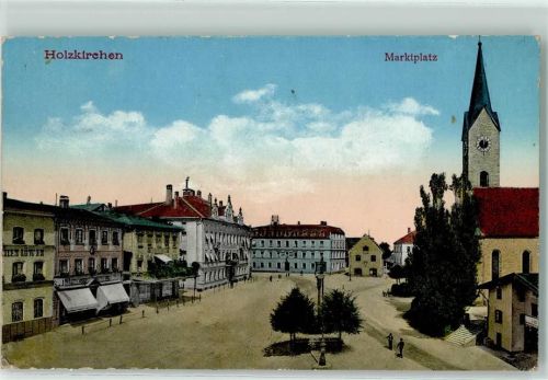 83607 W8150 Holzkirchen , Oberbay Gebrauchsspuren Marktplatz Rathaus Kirche St. Laurentius