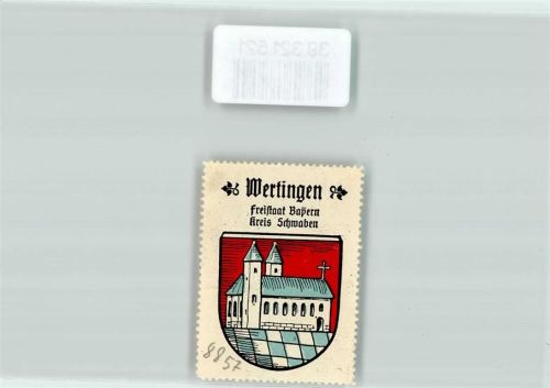 Wertingen Vignette Wappen Freistaat Bayen Kreis Schwaben