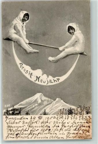 1901 Mondsichel Kinder schaukeln AK