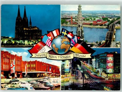 Köln Hohenzollernring Dom Messe Straßenbahn Nacht Oldtimer