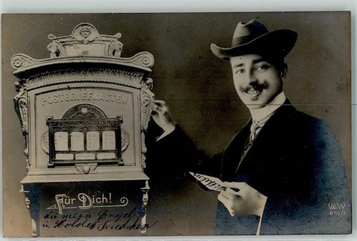 Poesie / Liebe Brief ich für Dich! Briefkasten 1906 Fotomontage AK