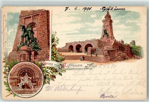 Kyffhäuser 1901 Kyffhäuser-Denkmal Barbarossa Reiterstandbild Kaiser Wilhelm I.