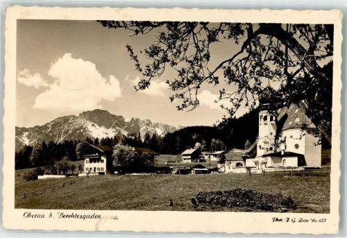 83471 W8240 Oberau b Berchtesgaden Foto AK Posthilfstelle Berchtesgaden Kirche Zur Heiligen Familie Gasthaus Auerwirt