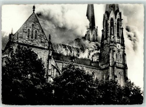 Sarralbe Cathedrale de la Sarre 28. Mai 1954 Rauch Zerstörung Uhr