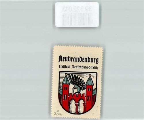 Neubrandenburg Vignette Wappen Freistaat Mecklenburg Strelitz