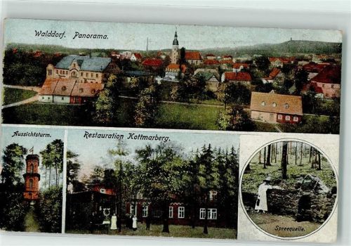 Walddorf Kirche Aussichtsturm Gasthaus Kottmarberg Spreequelle Fabrik