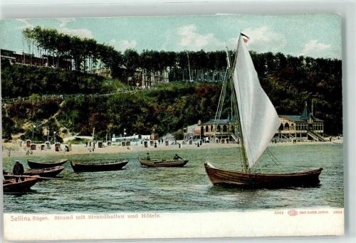 Ostseebad Sellin Strand Segelboot Ruderboote Strandhalle Hotels