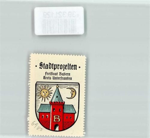 Stadtprozelten Wappen Kaffee Hag Nr. 61 ca. 1920-1940 Rote Burg Sonne Mond
