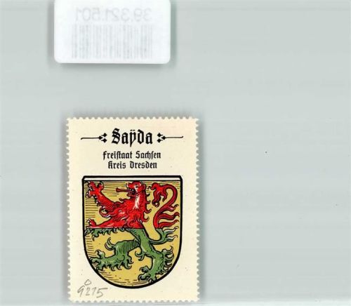 Sayda Vignette Wappen Freistaat Sachsen Kreis Dresden