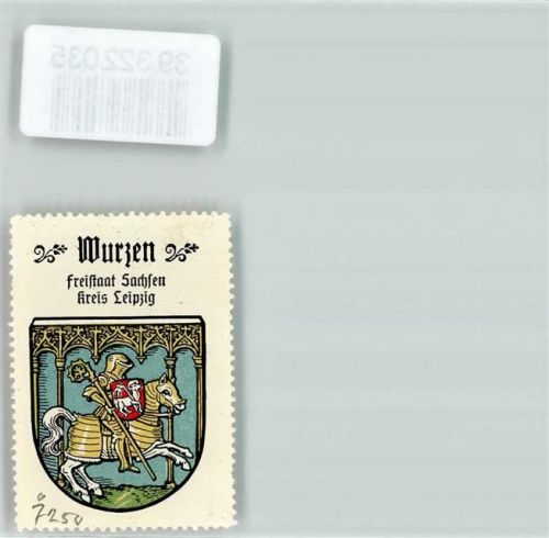 Wurzen Vignette Wappen Freistaat Sachsen Kreis Leipzig