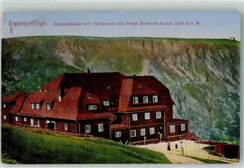 Hampelbaude 1915 Riesengebirge Teichrand Prinz Heinrich Baude 1258 m Hüttenstempel