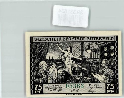 Bitterfeld Notgeld 75 Pfennig Stromerzeugung Bild 3