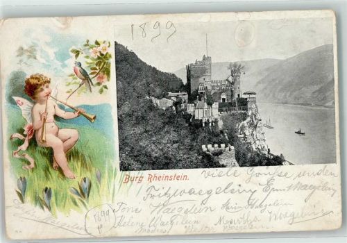 Trechtingshausen Stempel RS : Burg Rheinstein 13. Aug. 1899 , Engel AK