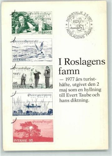 1977 Roslagen Huldigung Schriftsteller Evert Taube Briefmarken Abbildungen