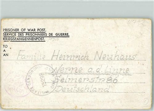 Kriegsgefangenenpost Neuhaus Lager No.2228
