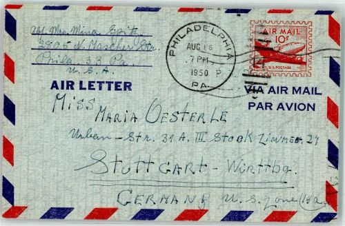 Philadelphia Luftpost Briefkuvert Ganzsache