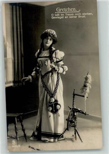 Serie 3198-5 Verlag L.J.+ F.F. Spinnrad Mittelalter