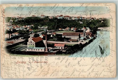 Leisnig 1905 Fabrik-Gelände Lithographie