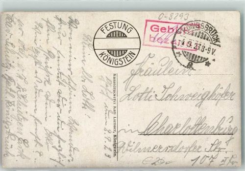 Königsbrück Stempel Gebühr bezahlt Festung Königstein Abratzkyfelsen