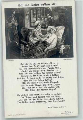 1916 Ach die Rosen welken all Verwundeter Gedicht sign.C.Röhling