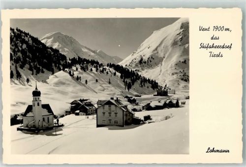 Vent Skifahrerdorf 1900 m Kirche Gasthaus zur Wildspitze Winter Schnee