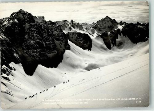 Tannheim Winter Gamsherde Blick vom Schochen mit Lachenspitze Steinkarspitze u. Hochvogel