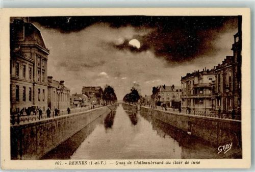 Rennes Quai de Chateaubriant bei Nacht