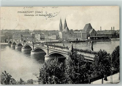 Frankfurt 1908 Oderbrücke Parade