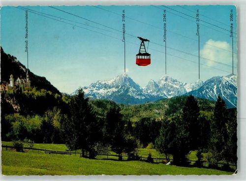 Neuschwanstein Tegelbergerbahn m. Blick auf Königsschlösser Neuschwanstein Hohenschwanstein