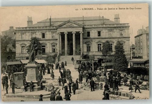 Limoges Palais de Justice et Statue de Gay Lussac Denkmal Tram Marktszene