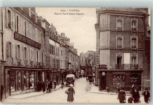 Vannes Rue et Porte Saint Vincent Auto Geschäfte Uhr Tor