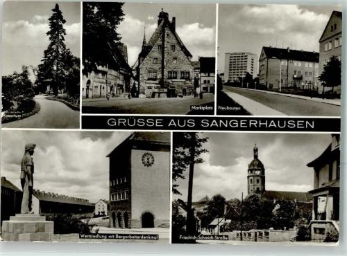 Sangerhausen Rosarim Westsiedlung mit Bergarbeiterdenkmal Friedrich-Schmid-Straße Marktplatz