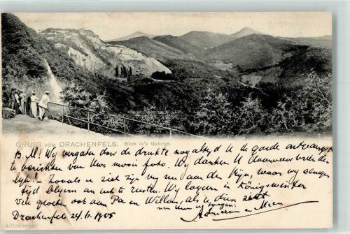 Drachenfels 1905 mit Siebengebirge