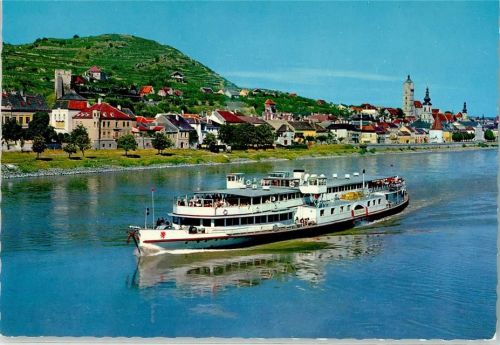 Stein Motorschiff Stadt Passau Kirche Turm nur Scan beschnitten
