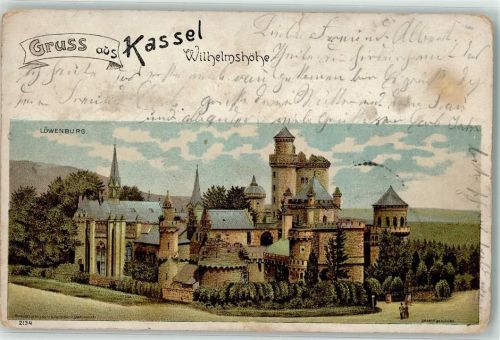Wilhelmshöhe 1901 Löwenburg Lithographie