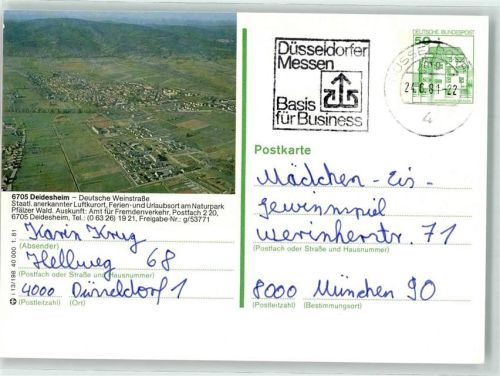 Deidesheim 1981 Fliegeraufnahme von Deidesheim