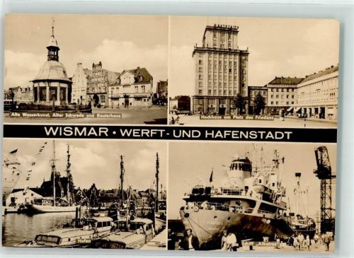 Wismar Alte Wasserkunst Alter Schwede u. Reuterhaus Hochhaus a. Platz d. Friedens Hafen Schiff Albatros