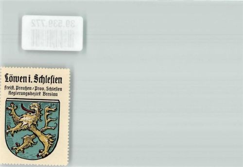Löwen i. Schl. Lewin Brzeski, Vignette Wappen Löwen i.Schl. Freist. Preußen Prov. Schlesien