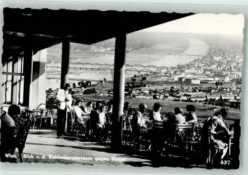 Wien Blick vom Gasthaus Kahlenbergterrasse auf die Donau
