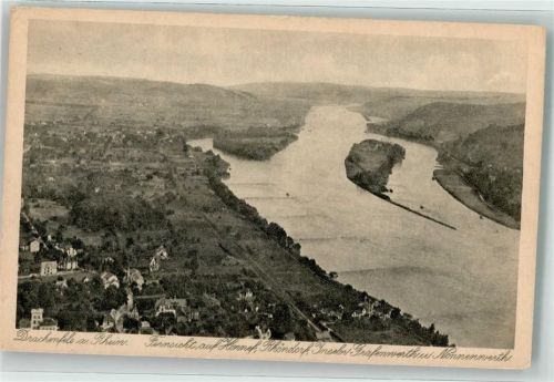 Drachenfels Blick auf Honnef Rhöndorf Insel Grafenwerth u. Nonnenwerth