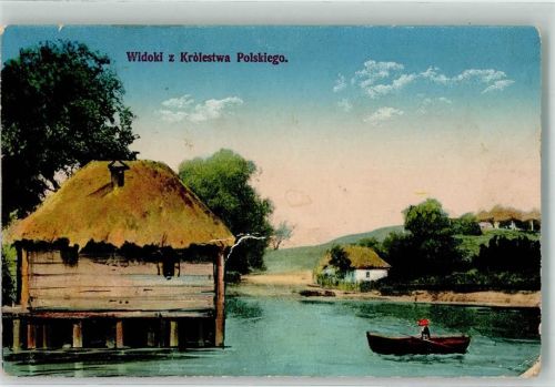 1916 Feldpost WK I 3. Inf.Div. Polnisches Dorf ruderboot