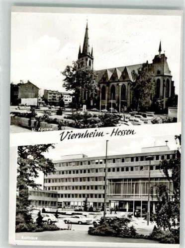 Viernheim 1969 Kirche St. Apostel Rathaus