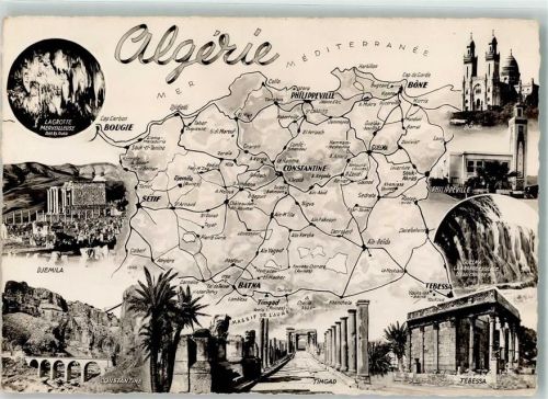 Constantine 1956 Landkarte Algerien Denkmal Höhle