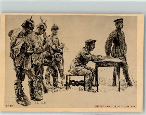 sign. Greiner Otto Soldaten Uniform WK I Verlag Seemann Nr.216 Künstlerkarte