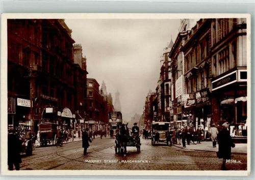 Manchester 1926 Straßenbahn Market Street Auto Oldtimer