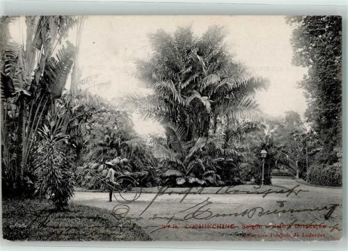 Saigon 1907 Cochinchine Jardin Botanique Park Garten Rikscha Volkstyp