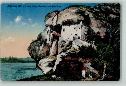 Istein Isteiner Klotz Gemälde von J. Mieg
